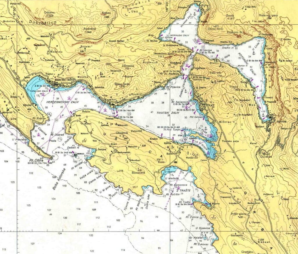 Fishing in the Bay of Kotor from a small boat near the shore