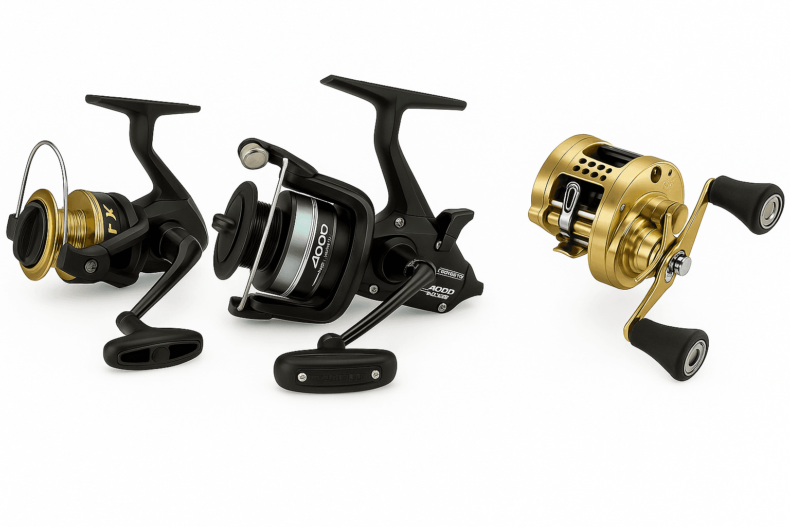 fishing reel types – spinning, baitrunner, baitcasting