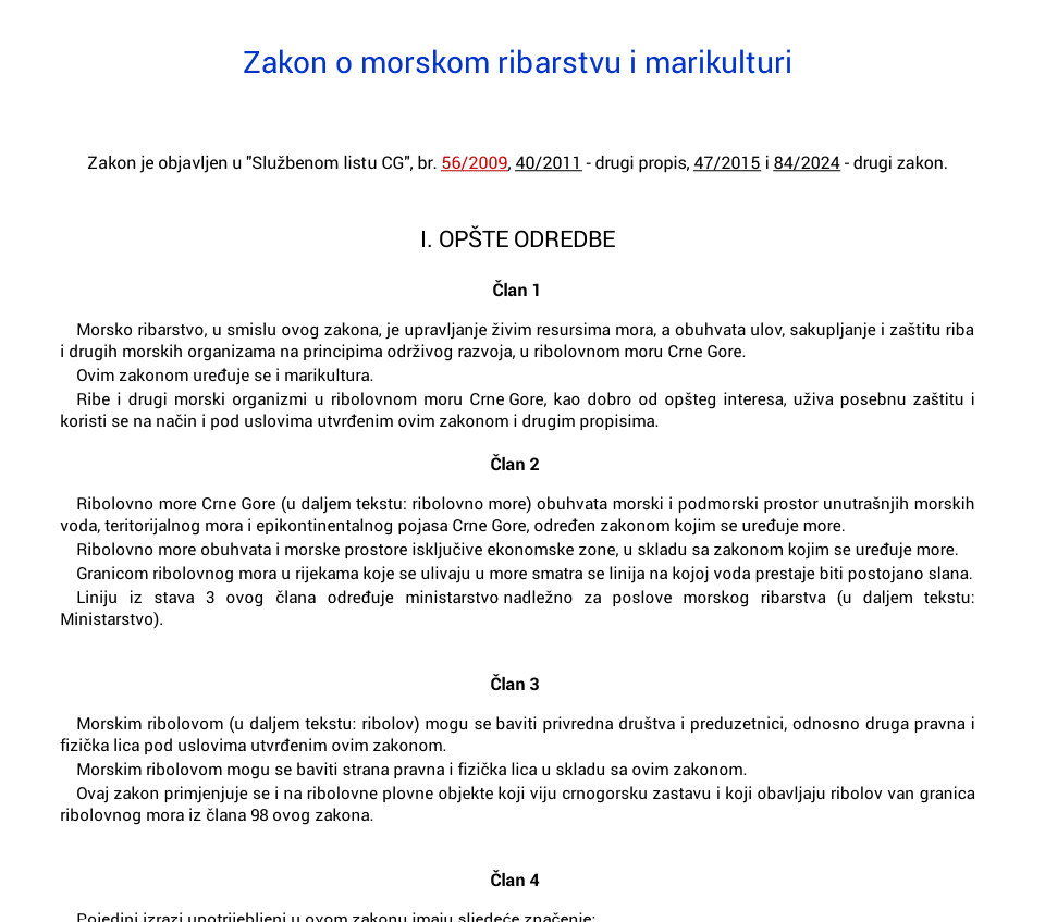 fishing regulations in montenegro